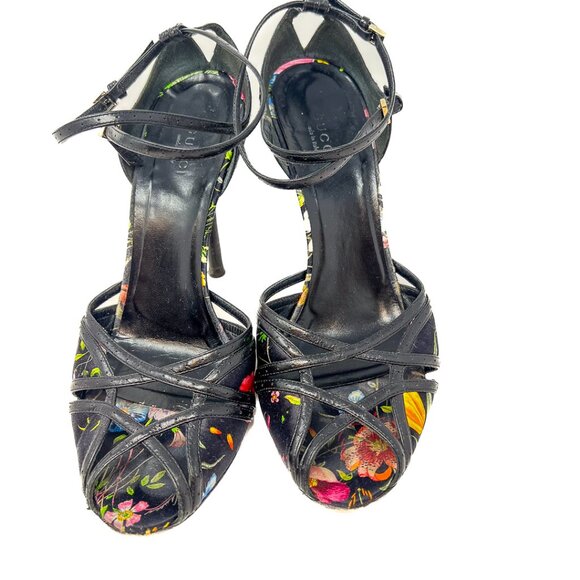 Gucci Black Flora Strappy Sandals size 8.5 - Picture 3 of 12